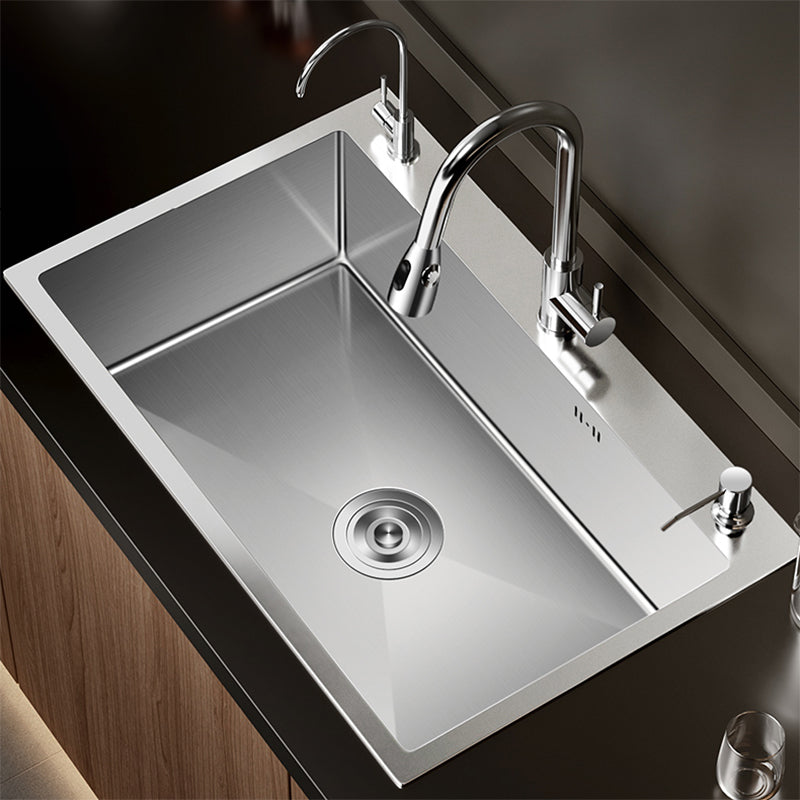 Stainless Steel Drop-In Kitchen Sink Single Bowl Sink with 3 Holes