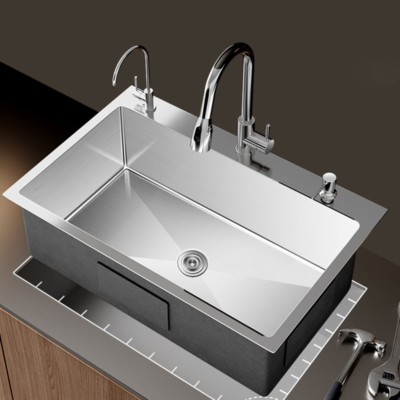 Stainless Steel Drop-In Kitchen Sink Single Bowl Sink with 3 Holes