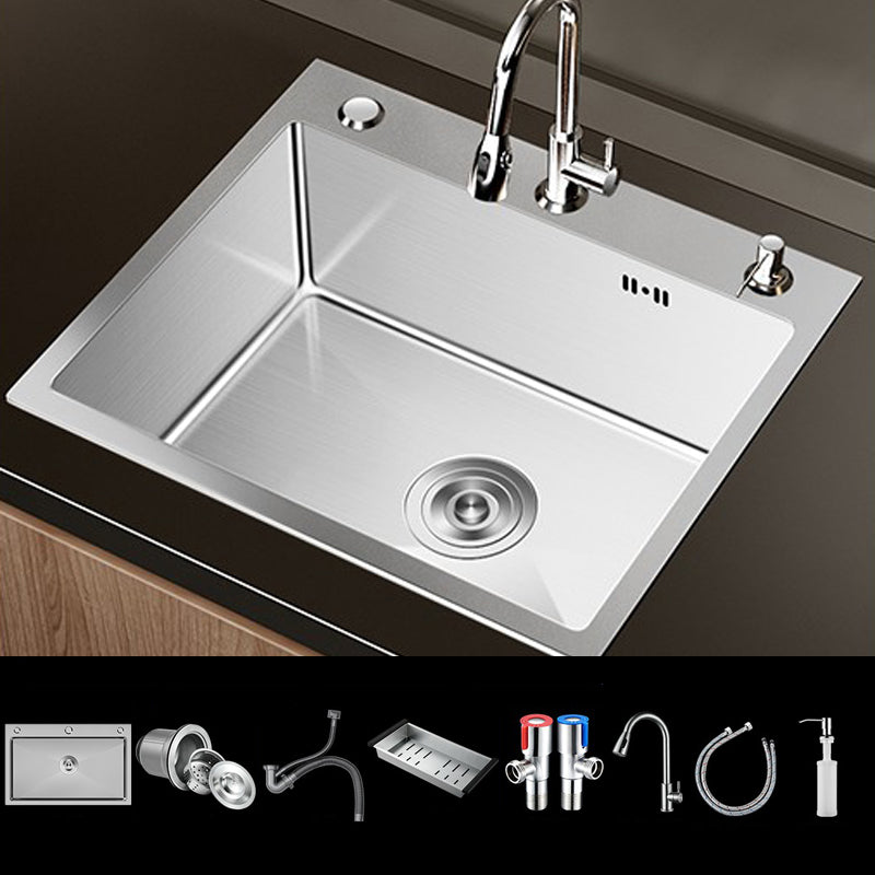 Stainless Steel Drop-In Kitchen Sink Single Bowl Sink with 3 Holes