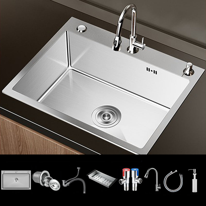 Stainless Steel Drop-In Kitchen Sink Single Bowl Sink with 3 Holes