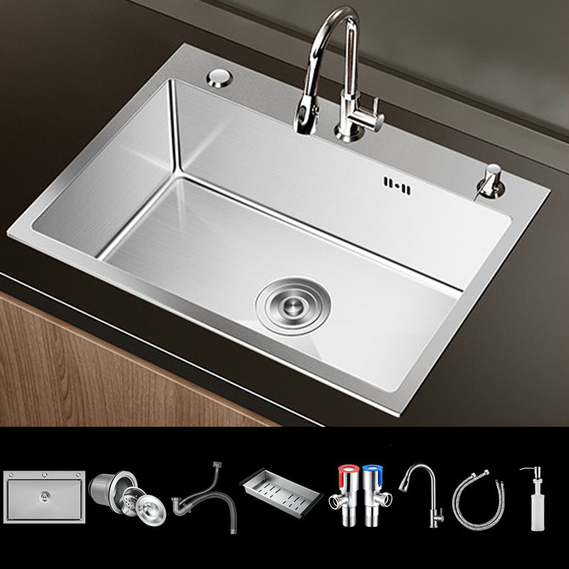 Stainless Steel Drop-In Kitchen Sink Single Bowl Sink with 3 Holes