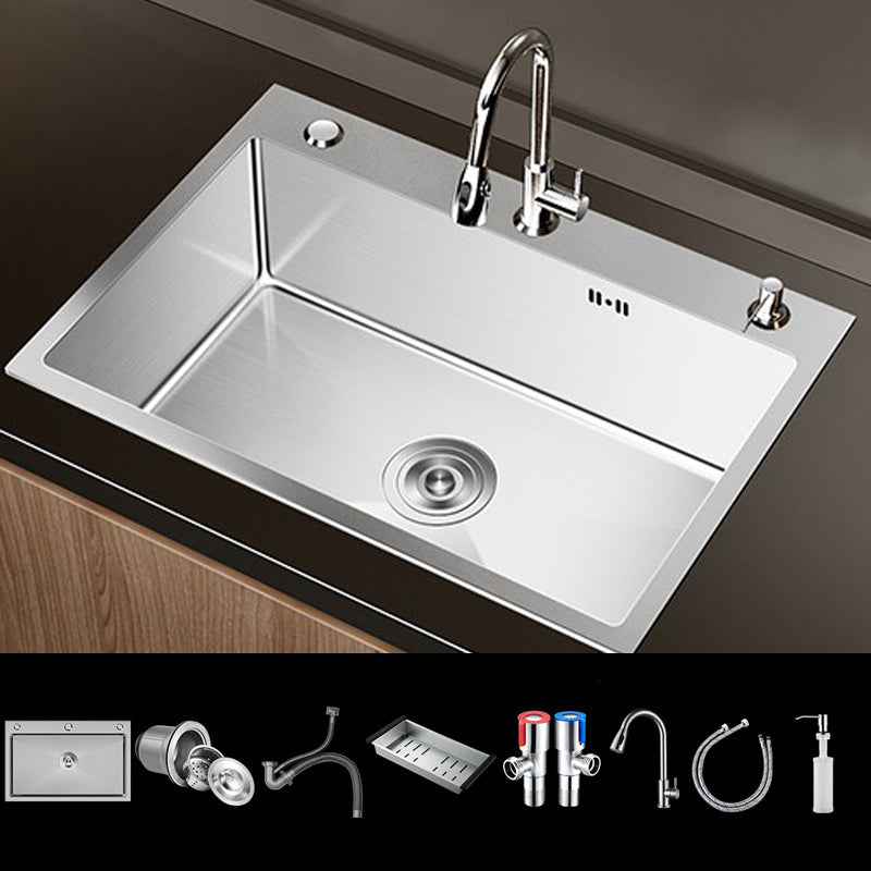 Stainless Steel Drop-In Kitchen Sink Single Bowl Sink with 3 Holes