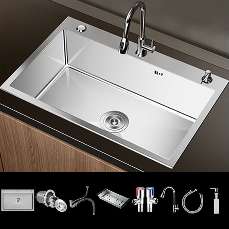 Stainless Steel Drop-In Kitchen Sink Single Bowl Sink with 3 Holes