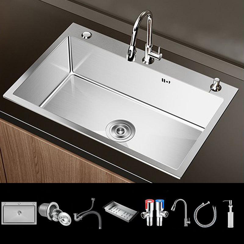 Stainless Steel Drop-In Kitchen Sink Single Bowl Sink with 3 Holes