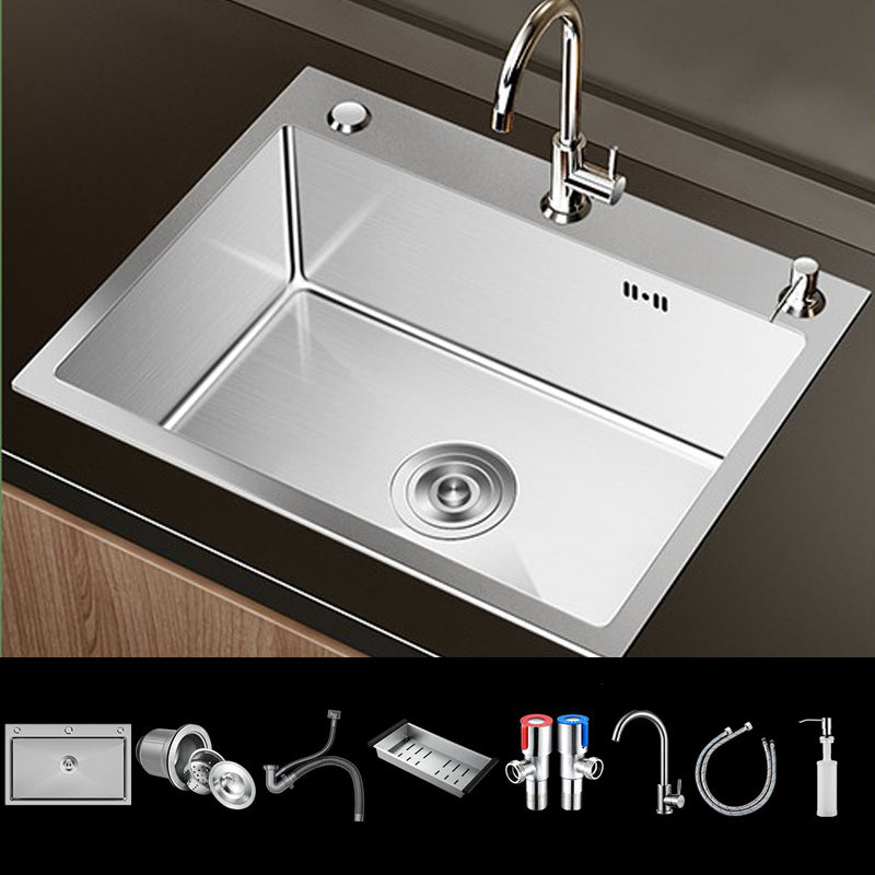 Stainless Steel Drop-In Kitchen Sink Single Bowl Sink with 3 Holes