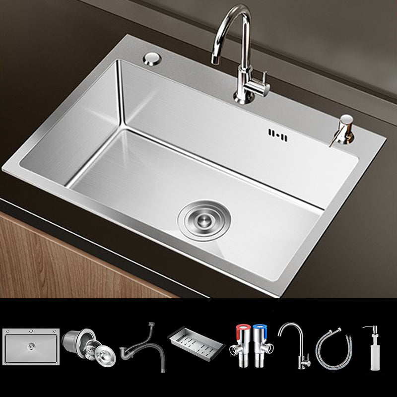 Stainless Steel Drop-In Kitchen Sink Single Bowl Sink with 3 Holes