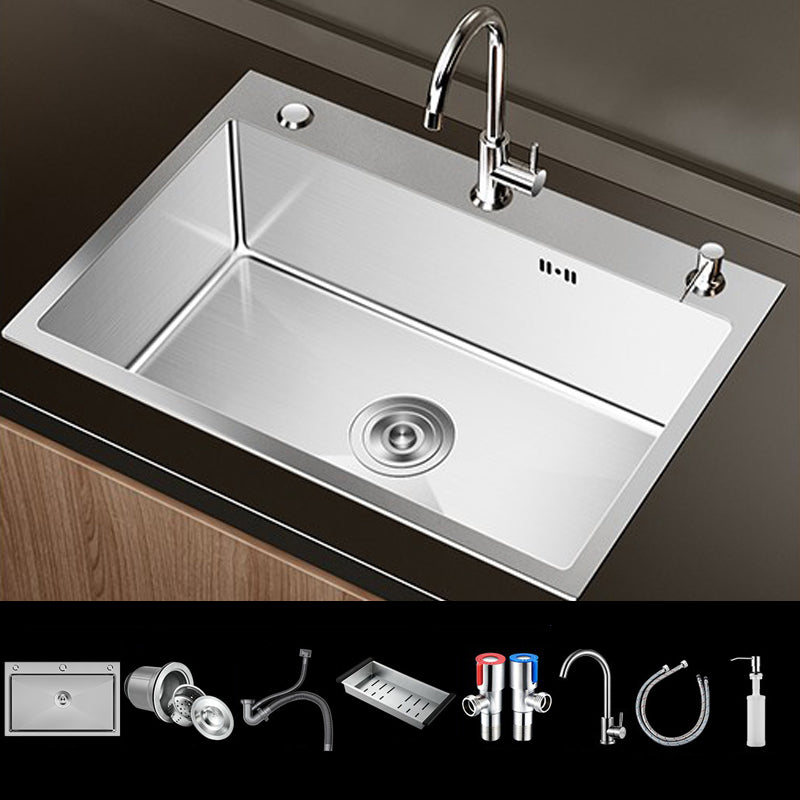 Stainless Steel Drop-In Kitchen Sink Single Bowl Sink with 3 Holes