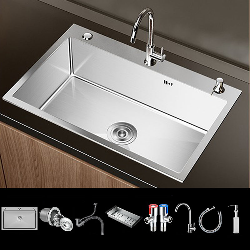 Stainless Steel Drop-In Kitchen Sink Single Bowl Sink with 3 Holes