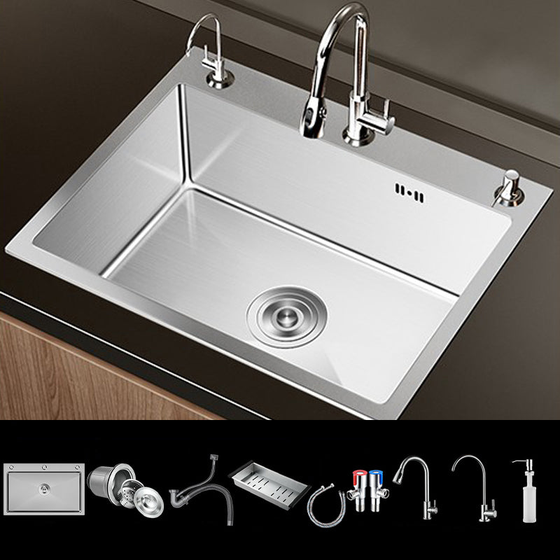 Stainless Steel Drop-In Kitchen Sink Single Bowl Sink with 3 Holes