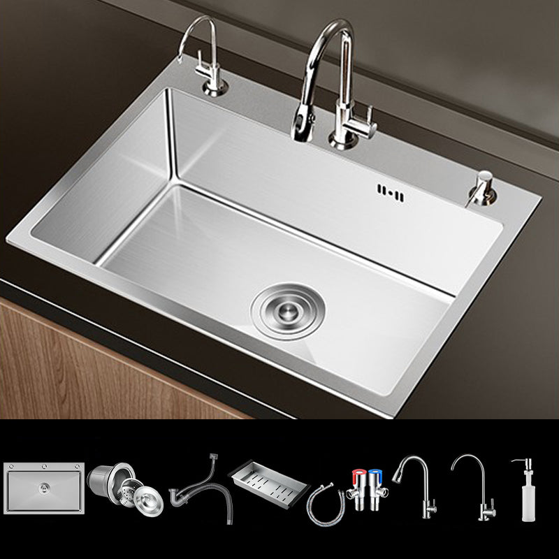 Stainless Steel Drop-In Kitchen Sink Single Bowl Sink with 3 Holes