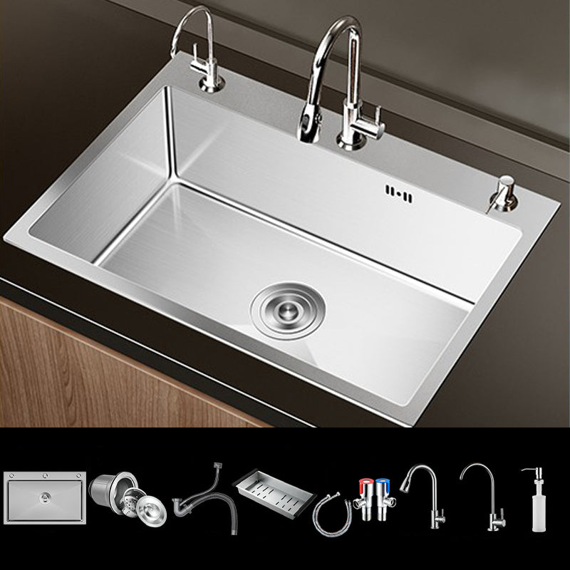 Stainless Steel Drop-In Kitchen Sink Single Bowl Sink with 3 Holes