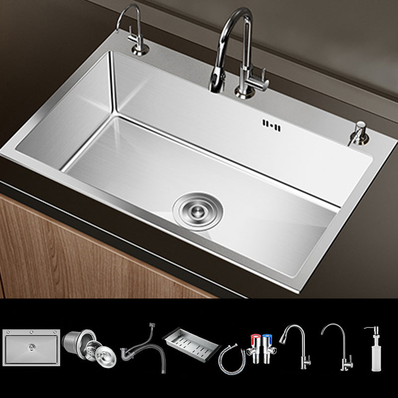 Stainless Steel Drop-In Kitchen Sink Single Bowl Sink with 3 Holes