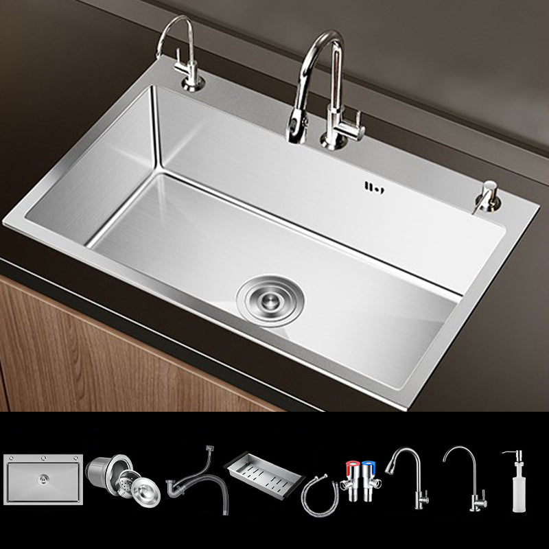 Stainless Steel Drop-In Kitchen Sink Single Bowl Sink with 3 Holes