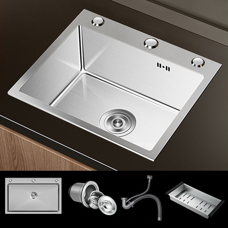 Stainless Steel Drop-In Kitchen Sink Single Bowl Sink with 3 Holes