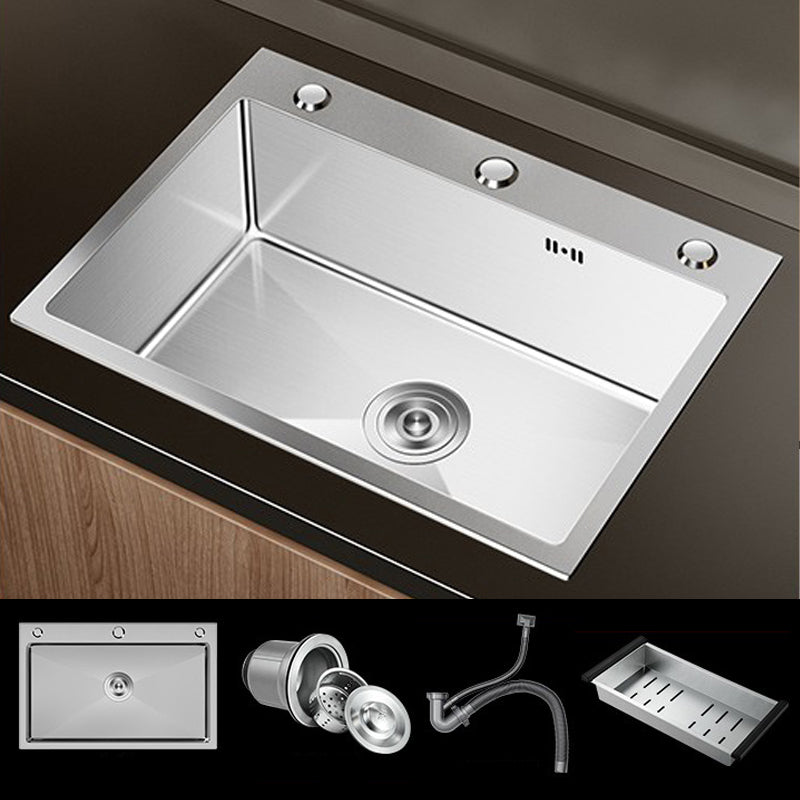 Stainless Steel Drop-In Kitchen Sink Single Bowl Sink with 3 Holes