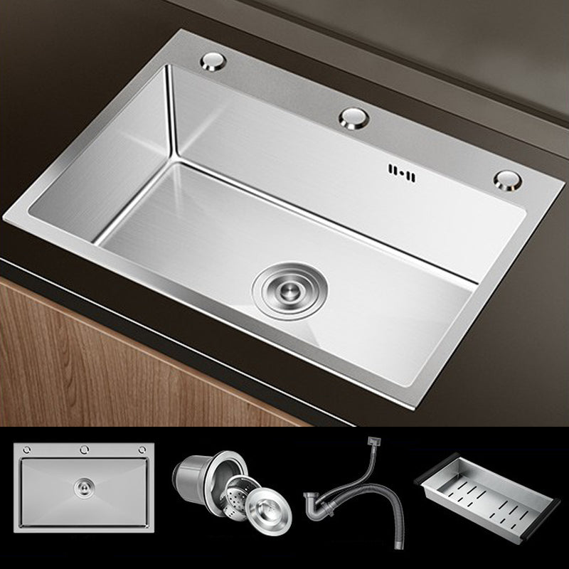 Stainless Steel Drop-In Kitchen Sink Single Bowl Sink with 3 Holes