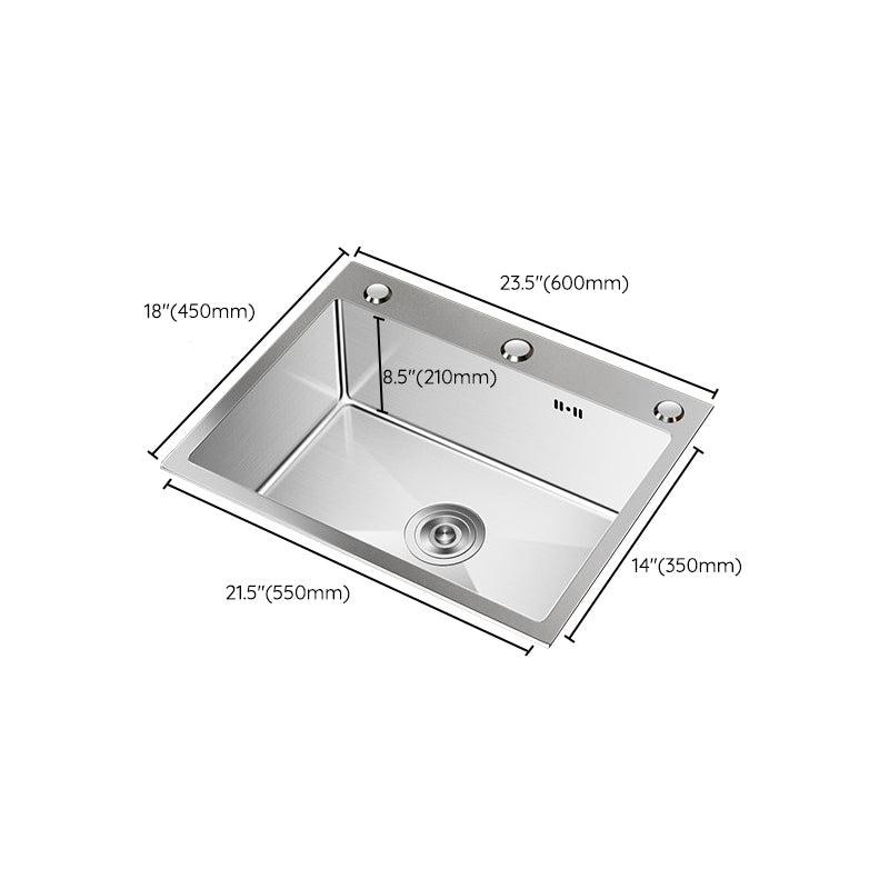 Stainless Steel Drop-In Kitchen Sink Single Bowl Sink with 3 Holes