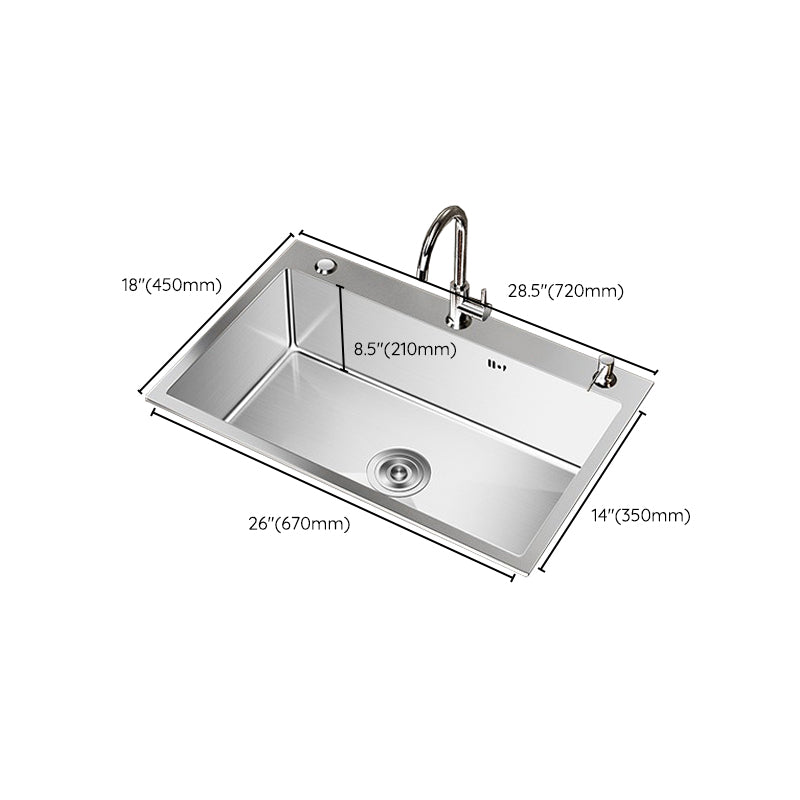 Stainless Steel Drop-In Kitchen Sink Single Bowl Sink with 3 Holes