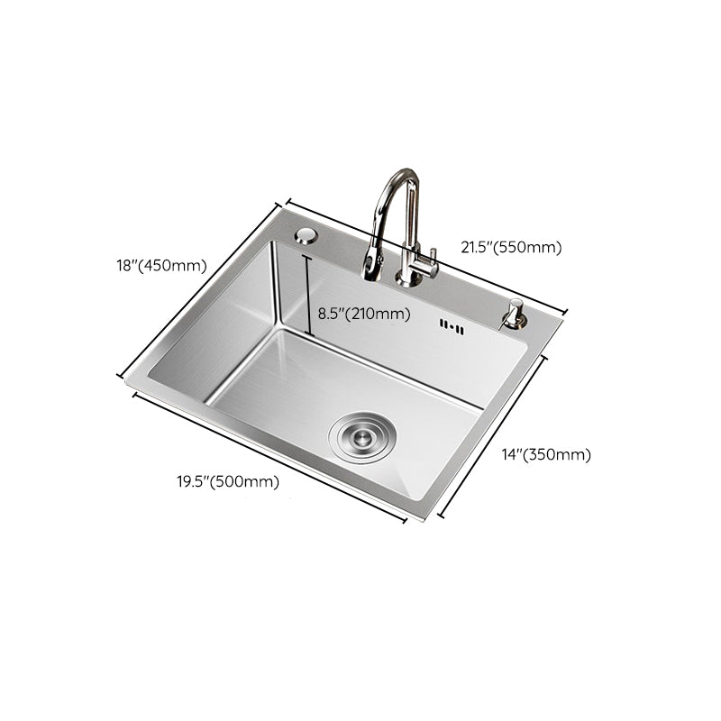 Stainless Steel Drop-In Kitchen Sink Single Bowl Sink with 3 Holes