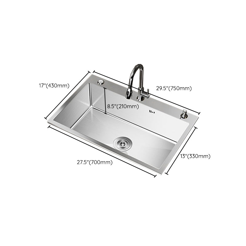 Stainless Steel Drop-In Kitchen Sink Single Bowl Sink with 3 Holes