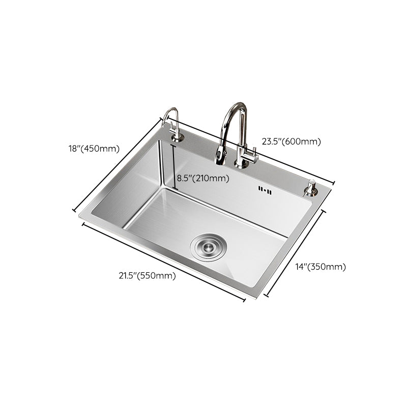 Stainless Steel Drop-In Kitchen Sink Single Bowl Sink with 3 Holes