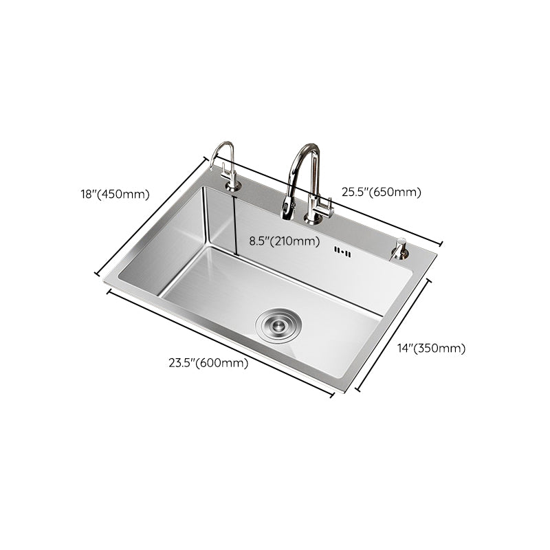 Stainless Steel Drop-In Kitchen Sink Single Bowl Sink with 3 Holes