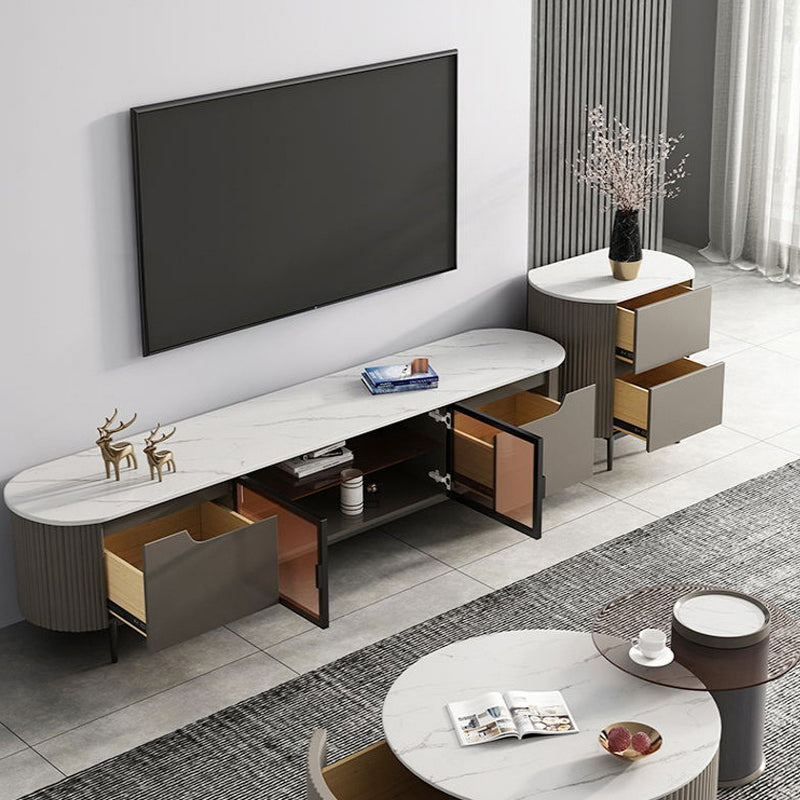 Contemporary Media Console TV Stand Stone TV Stand with Cabinet