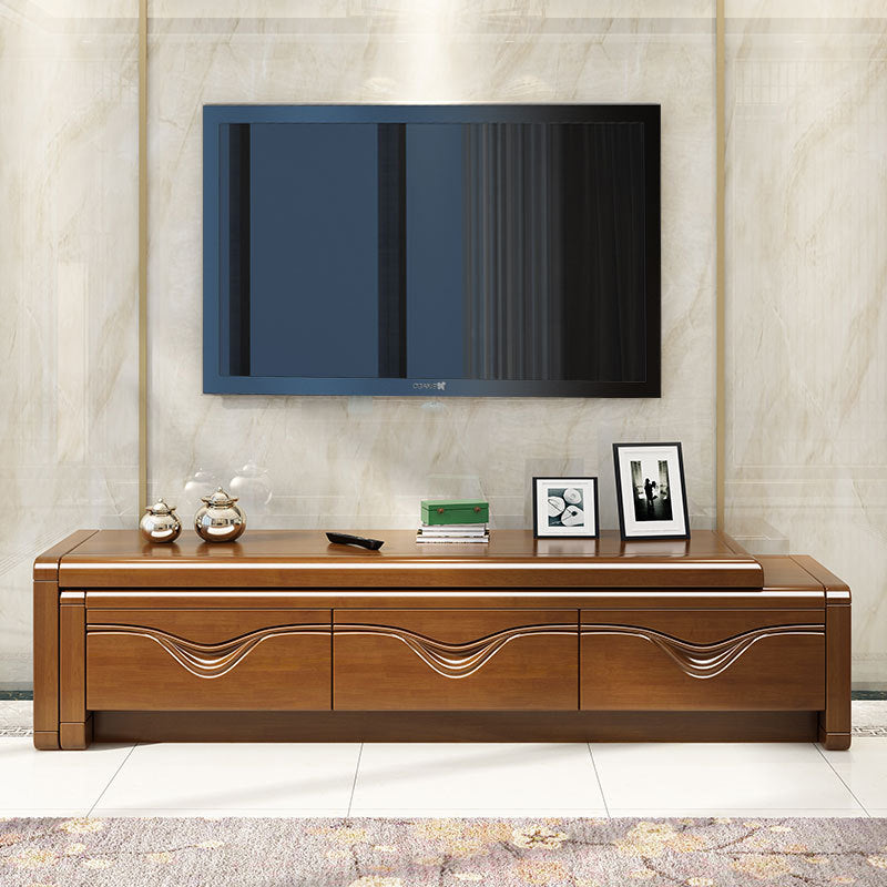 Contemporary Media Console TV Stand Solid Wood TV Stand with Drawers