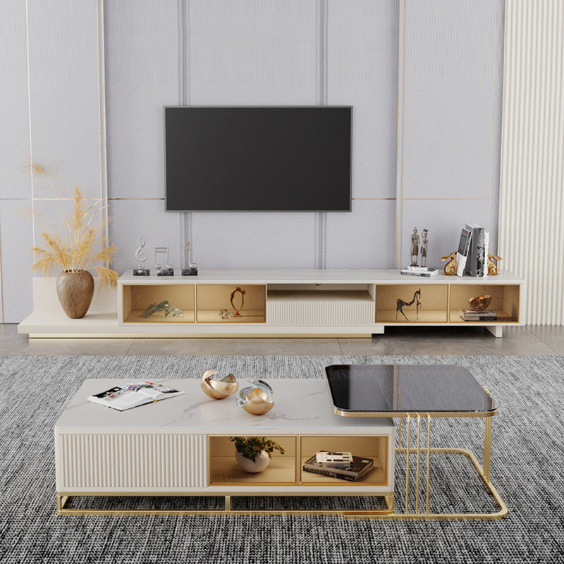 Contemporary Media Console TV Stand Stone TV Stand with Drawer