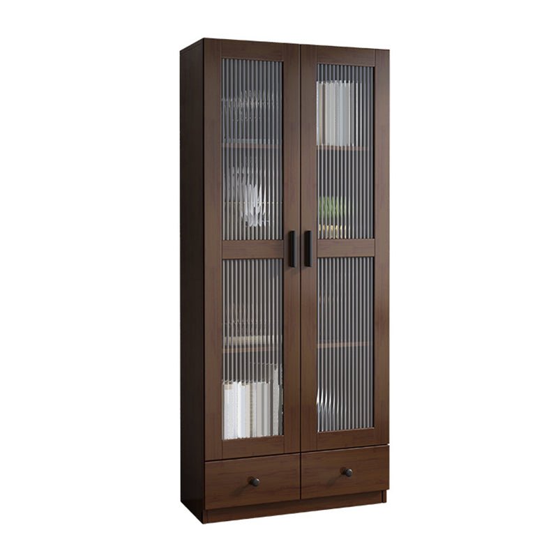 Scandinavian Storage Cabinet Rubberwood Glass Doors Display Cabinet for Bedroom