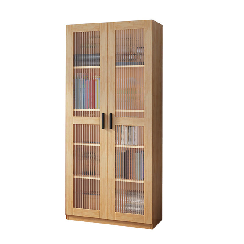 Scandinavian Storage Cabinet Rubberwood Glass Doors Display Cabinet for Bedroom