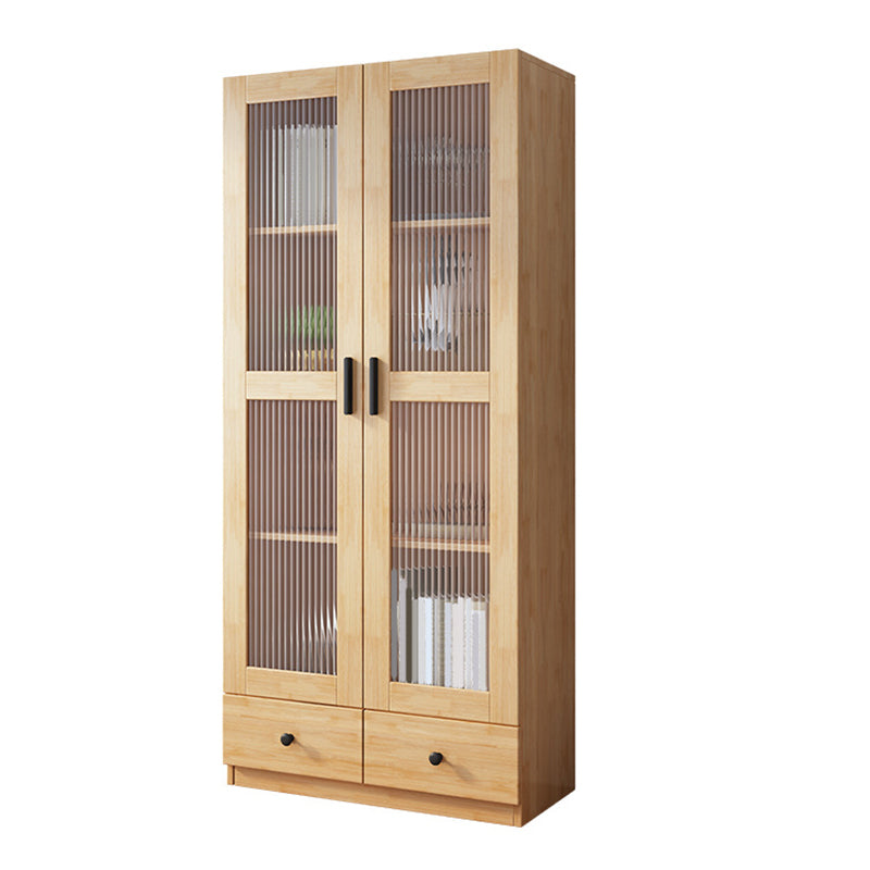 Scandinavian Storage Cabinet Rubberwood Glass Doors Display Cabinet for Bedroom