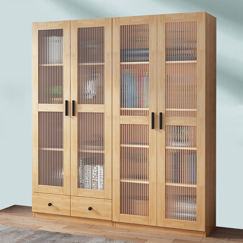 Scandinavian Storage Cabinet Rubberwood Glass Doors Display Cabinet for Bedroom