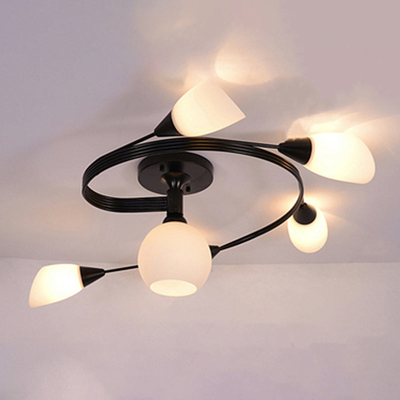 Nordic Glass Shade Ceiling Light Simple Flush Mount Light Fixture for Bedroom