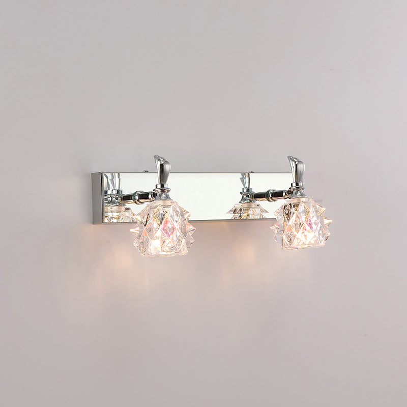 1 / 2 / 3 / 4 - Light Chrome Bath Lighting Glass Shade Adjustable Bath Sconce