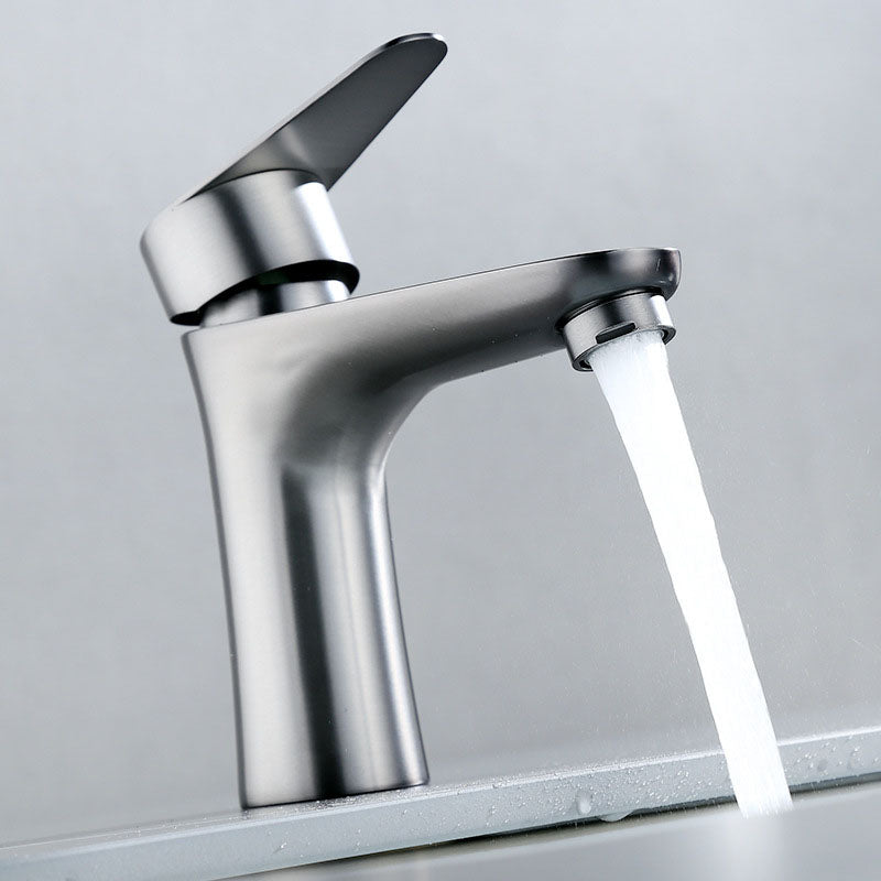 Contemporary Stainless Steel Vessel Faucet Lever Handles Low Arc Vessel Faucet