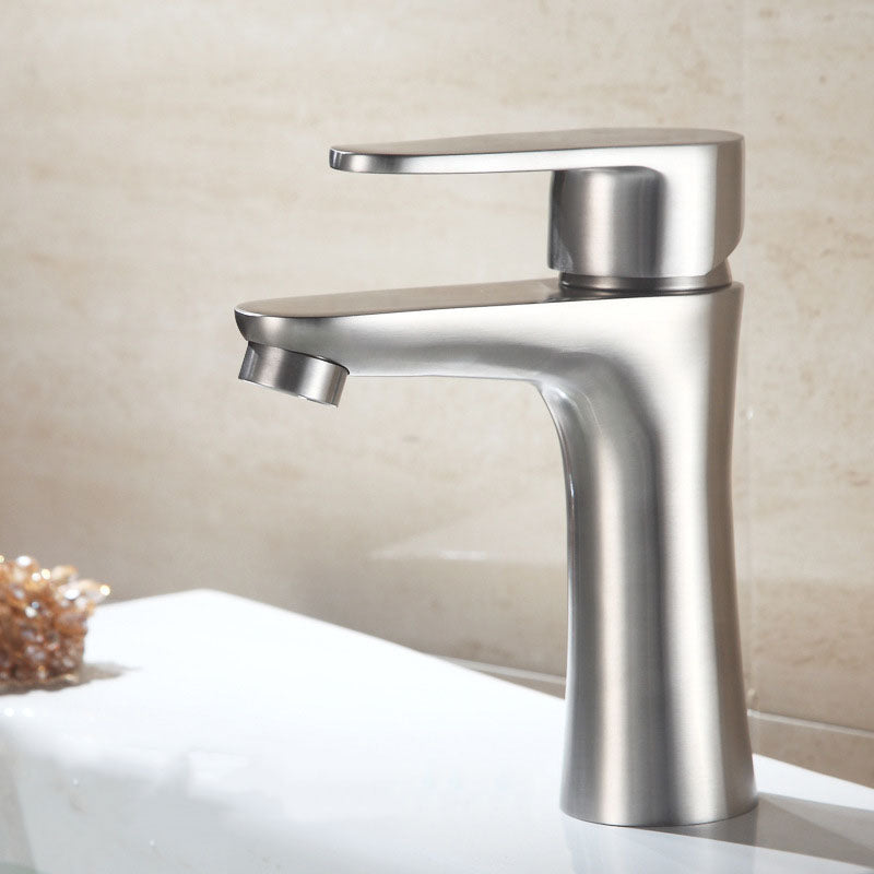 Contemporary Stainless Steel Vessel Faucet Lever Handles Low Arc Vessel Faucet