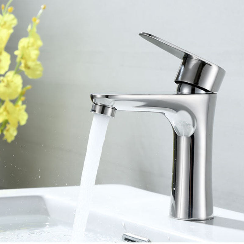 Contemporary Stainless Steel Vessel Faucet Lever Handles Low Arc Vessel Faucet