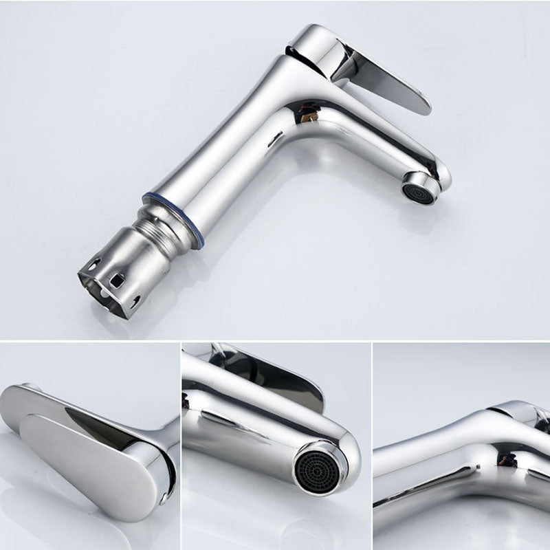 Contemporary Stainless Steel Vessel Faucet Lever Handles Low Arc Vessel Faucet