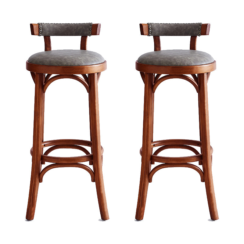 Contemporary Low Back Bar stool PU Leather Counter Bar Stool with Wooden Legs