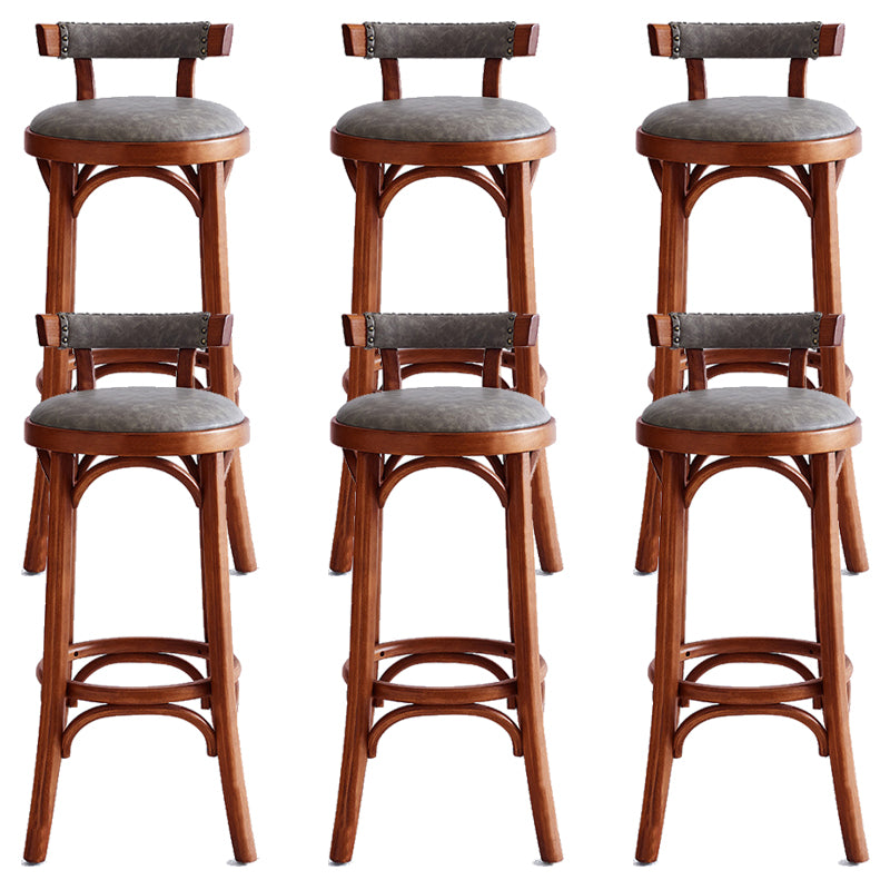 Contemporary Low Back Bar stool PU Leather Counter Bar Stool with Wooden Legs