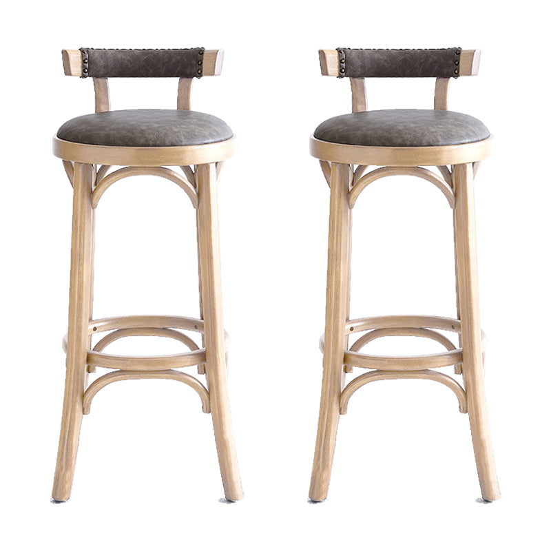 Contemporary Low Back Bar stool PU Leather Counter Bar Stool with Wooden Legs