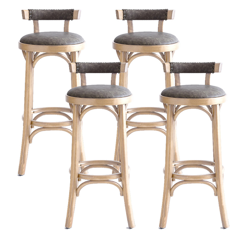 Contemporary Low Back Bar stool PU Leather Counter Bar Stool with Wooden Legs