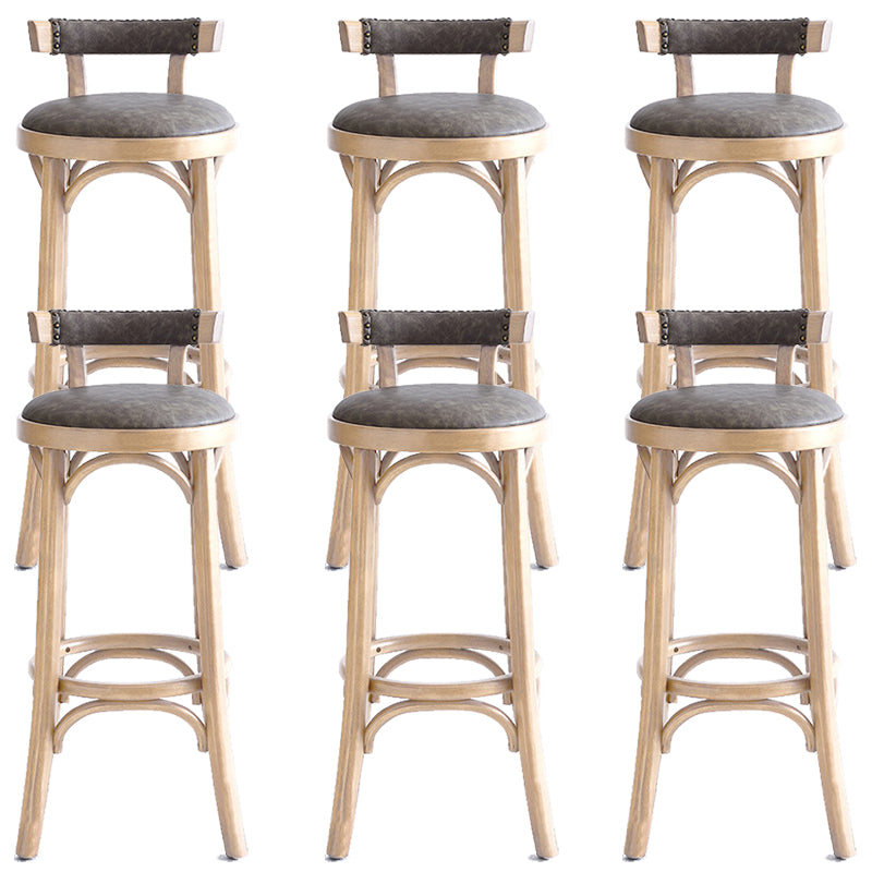 Contemporary Low Back Bar stool PU Leather Counter Bar Stool with Wooden Legs