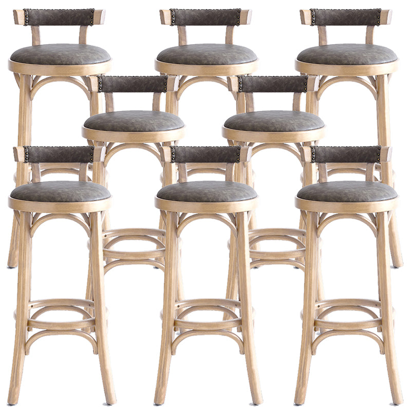 Contemporary Low Back Bar stool PU Leather Counter Bar Stool with Wooden Legs