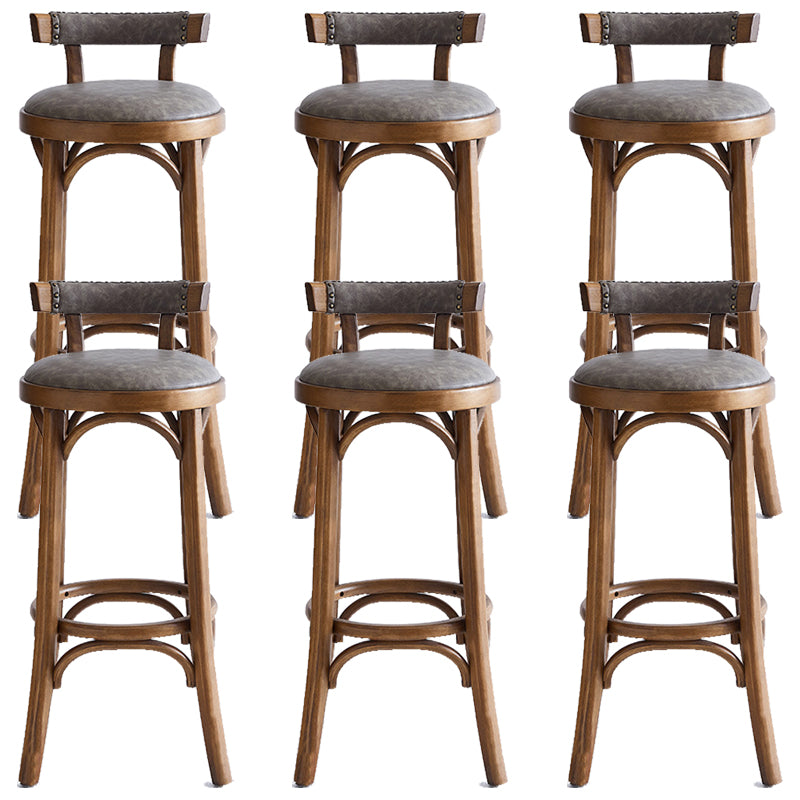 Contemporary Low Back Bar stool PU Leather Counter Bar Stool with Wooden Legs