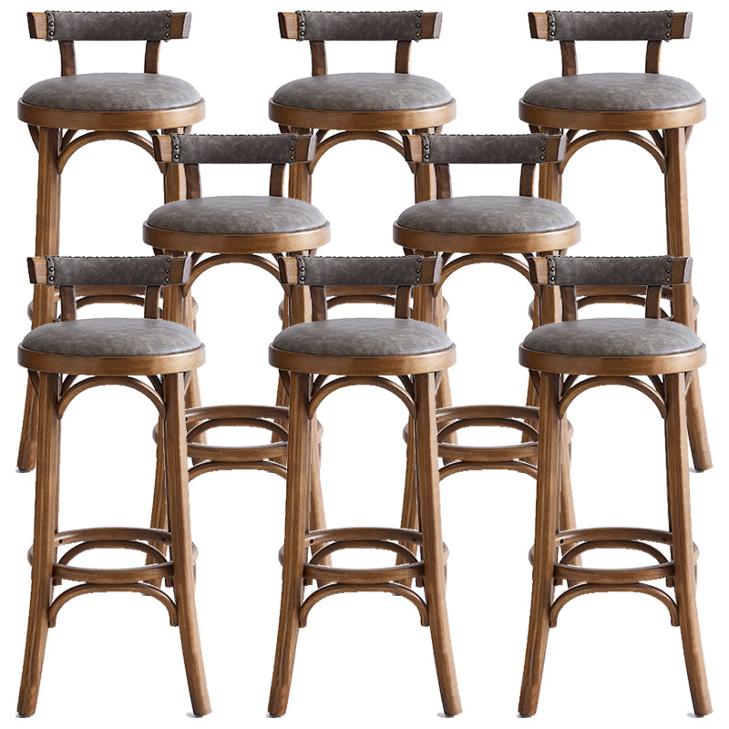 Contemporary Low Back Bar stool PU Leather Counter Bar Stool with Wooden Legs