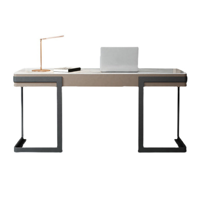 Contemporary Writing Desk Marble Office Desk with Metal Legs