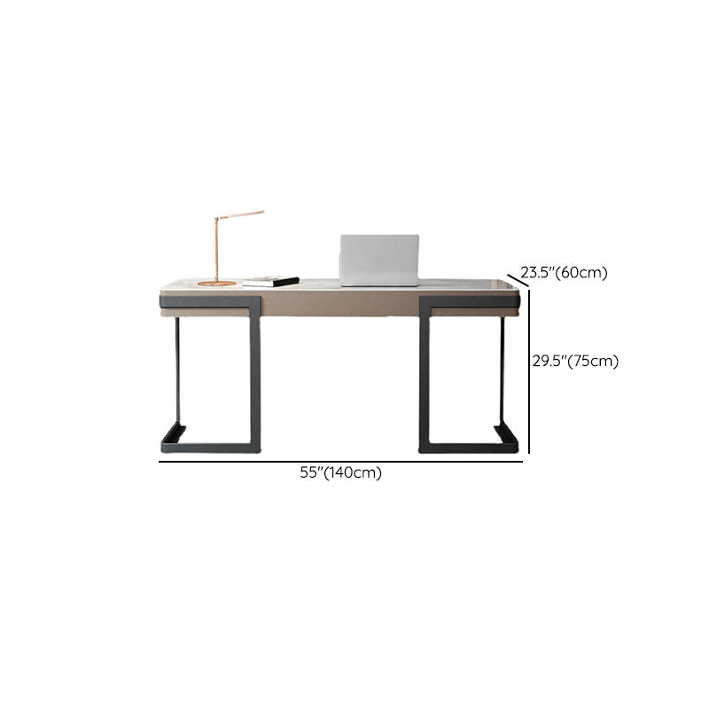 Contemporary Writing Desk Marble Office Desk with Metal Legs