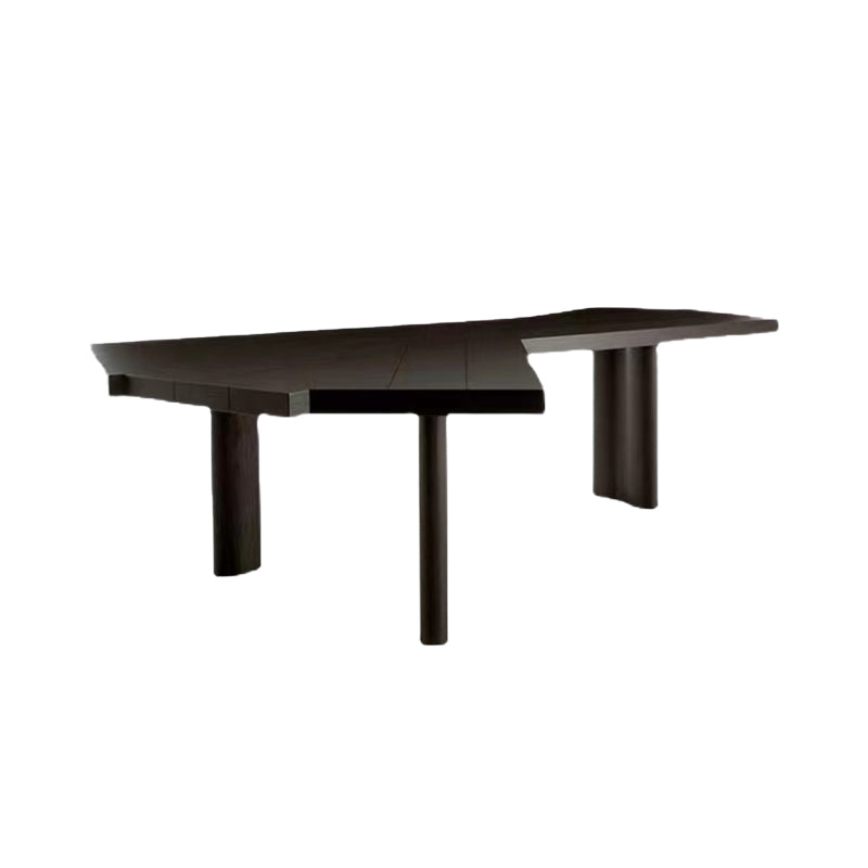 Free Form Black Writing Table Modern Style Solid Wood Office Desk